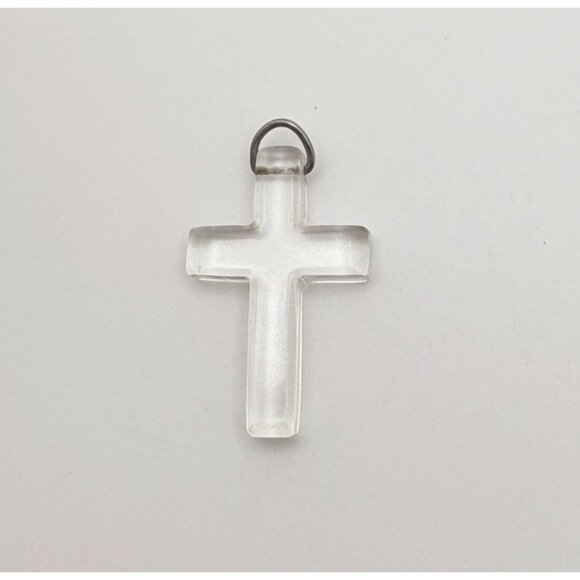Cross Pendant Clear Acrylic Charm With Metal Loop - Picture 5 of 6